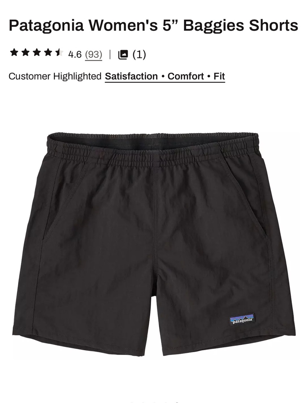 Patagonia Women’s Baggies 5” Shorts Black Small - Picture 8 of 8